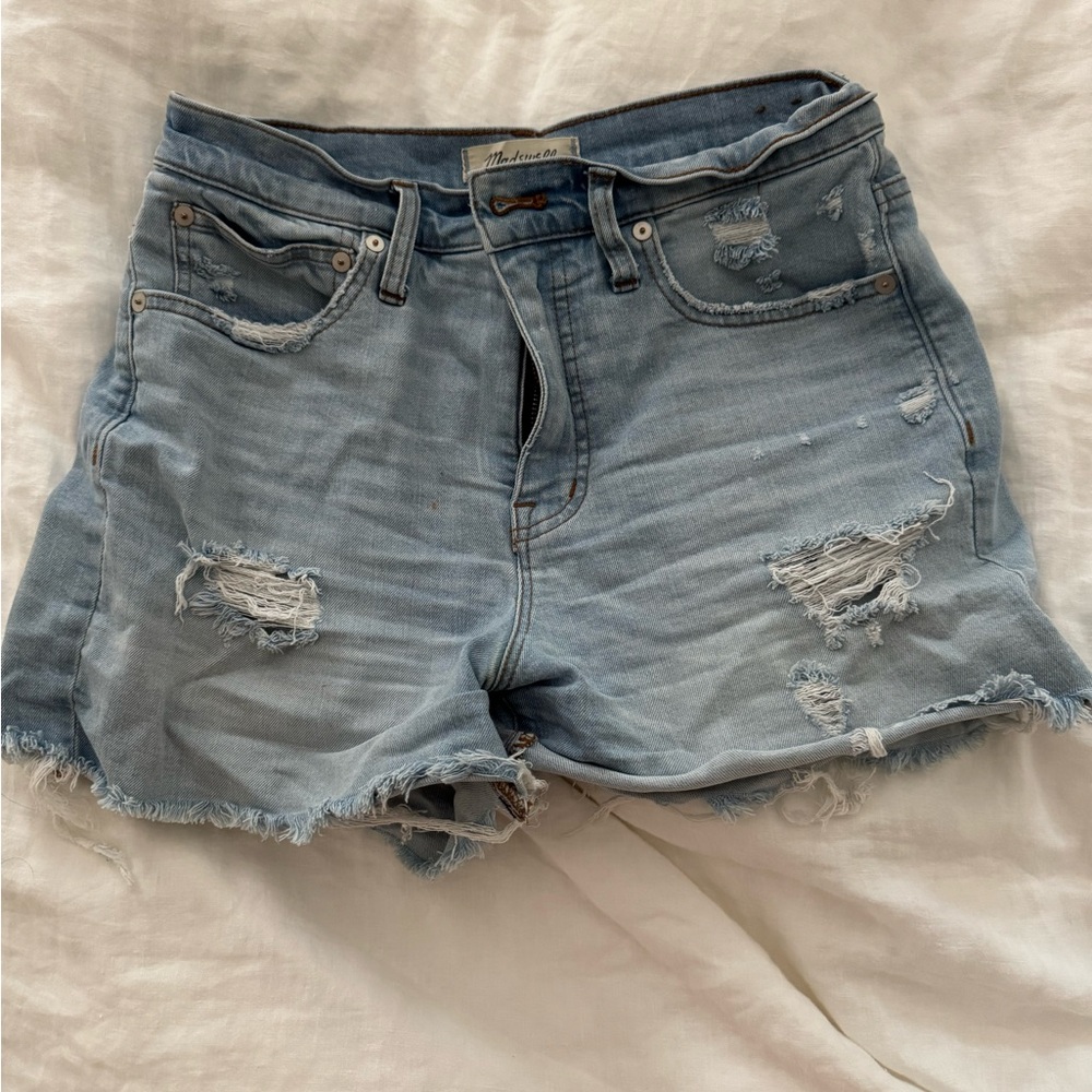 Madewell Light Blue Distressed Jean Shorts